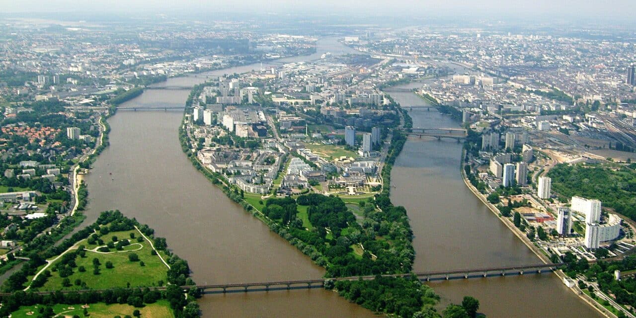 vue aérienne de l'île de Nantes