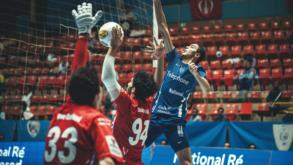 Action de volleyball en match