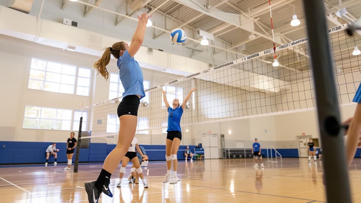 Joueurs de volleyball s'entraînant