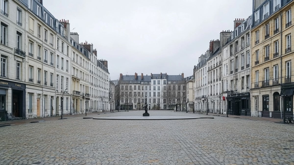 Place pavée désertée