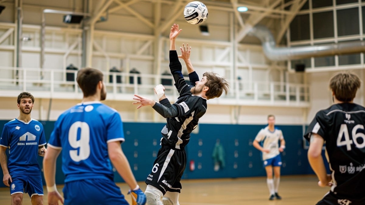 Joueurs de handball en match