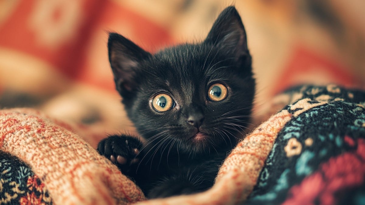 Chaton noir mignon