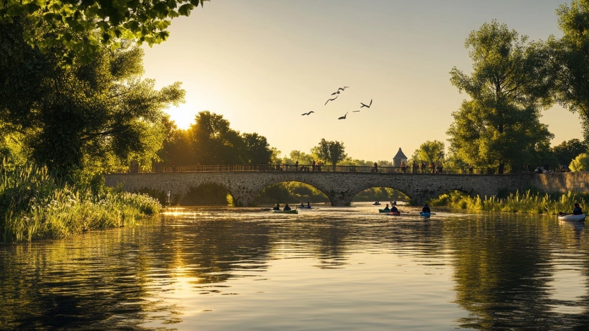 Pont en pierre au crépuscule