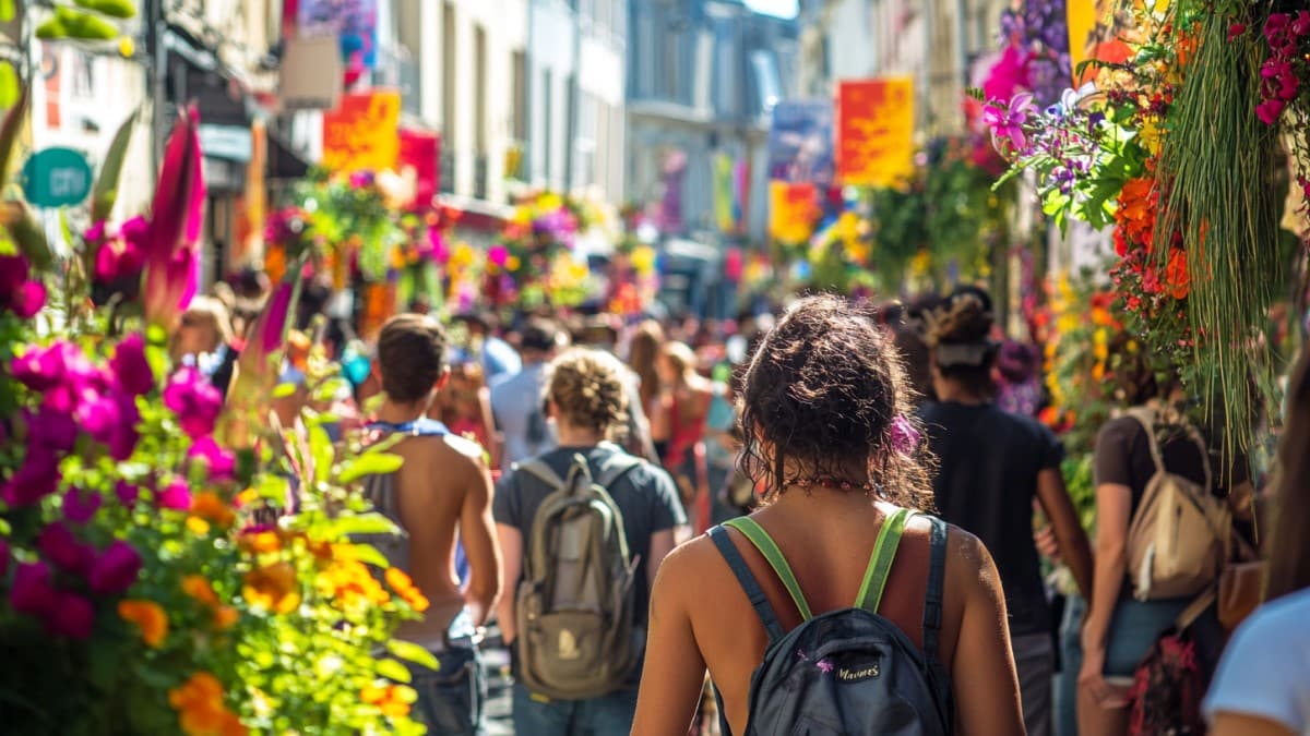 Rue festive et colorée