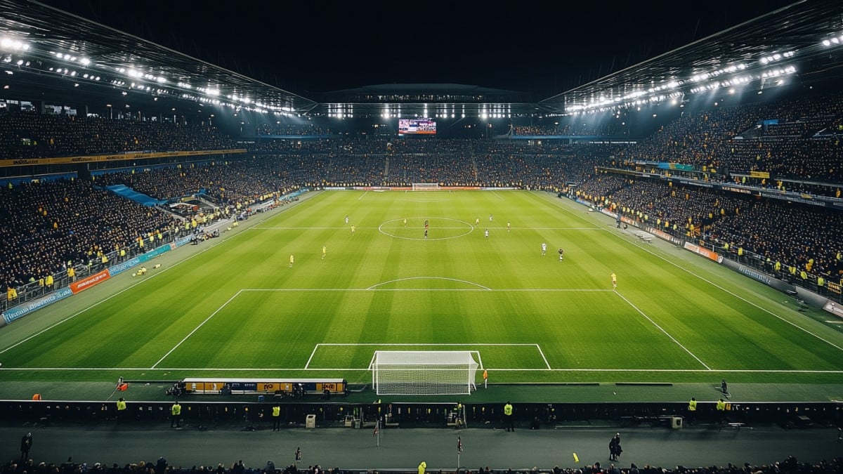 Stade de football illuminé