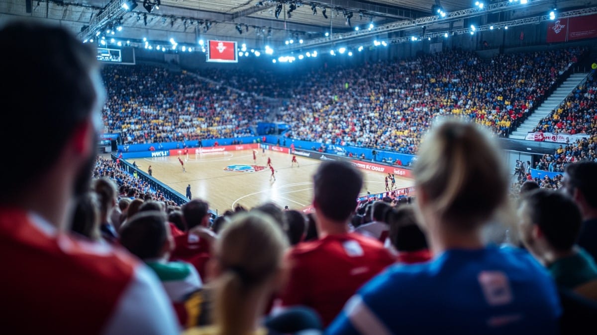 Spectateurs regardant un match de handball