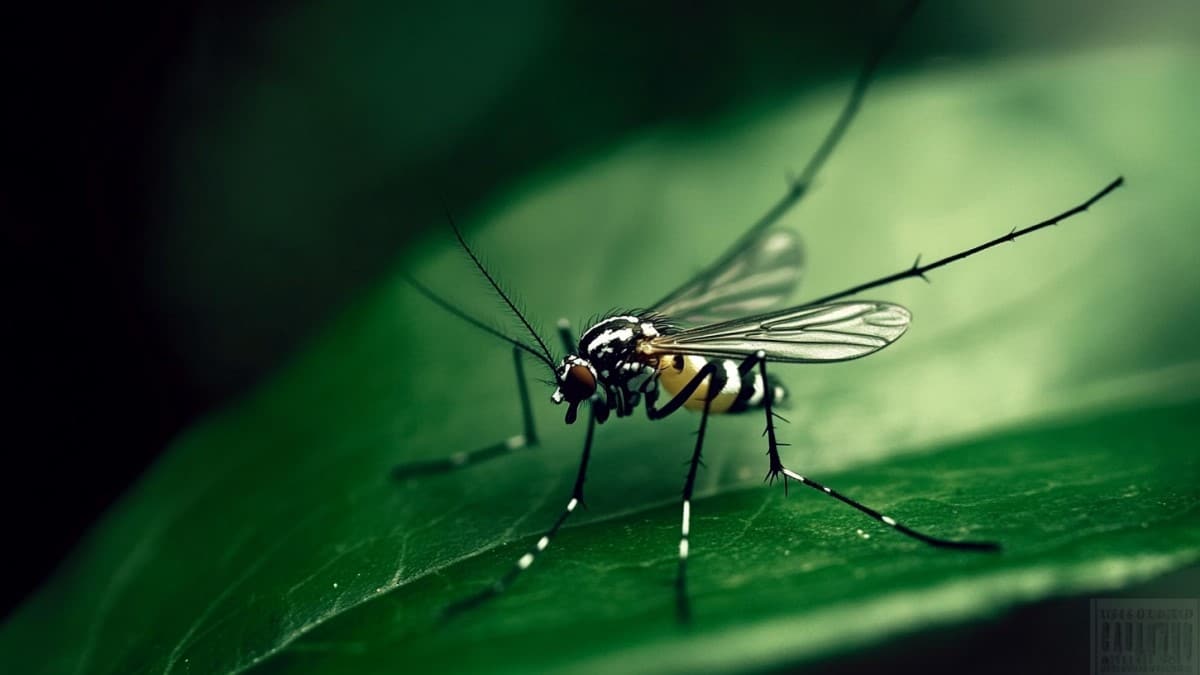 Moustique sur feuille verte