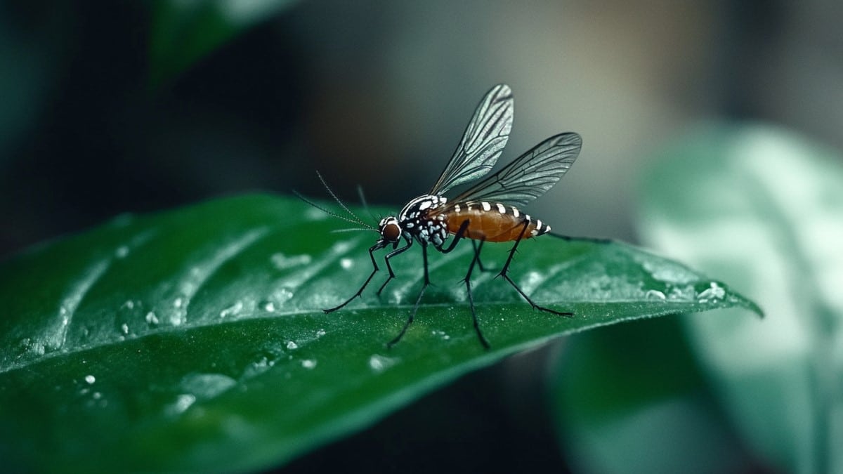 Moustique posé sur feuille