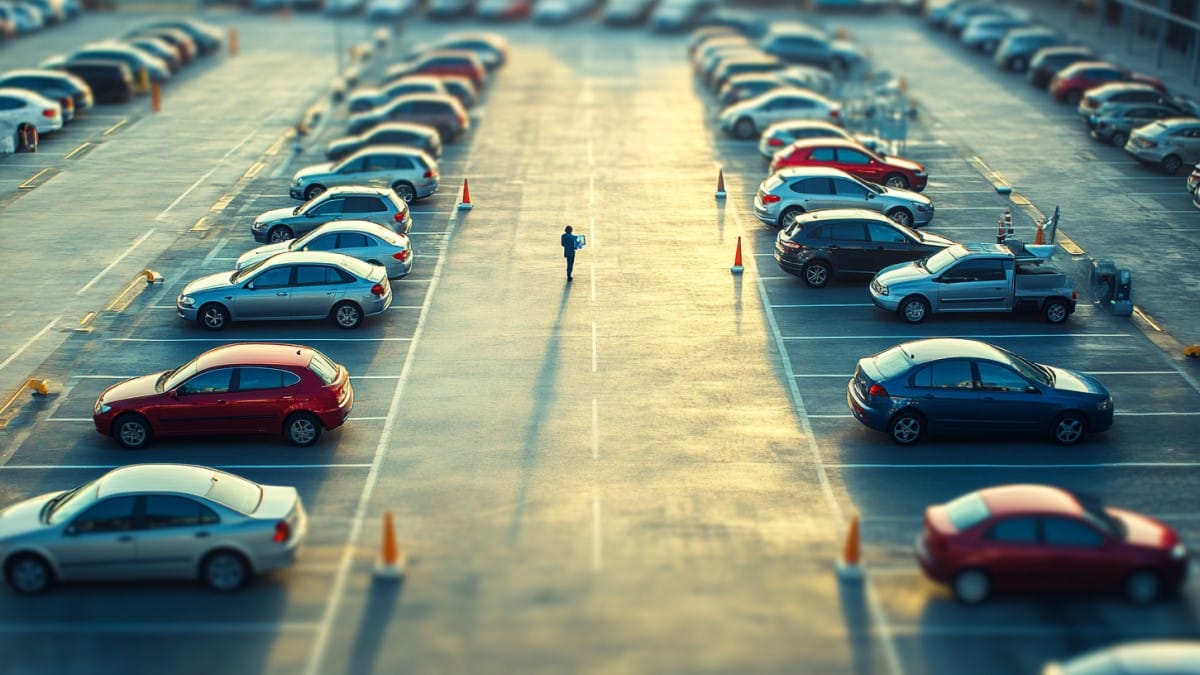 Homme seul dans un parking