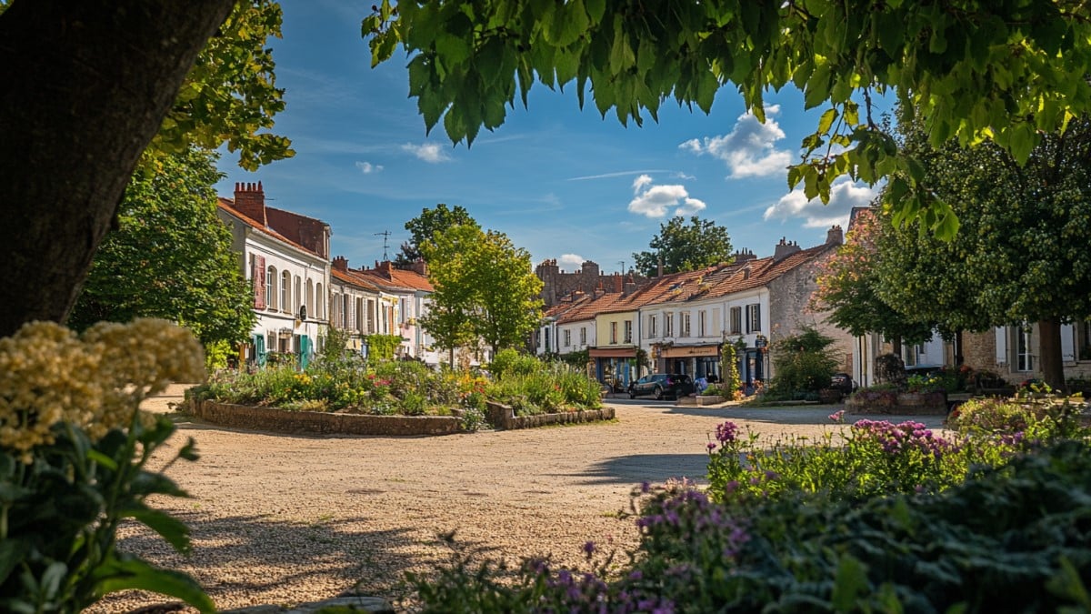 Place calme et fleurie