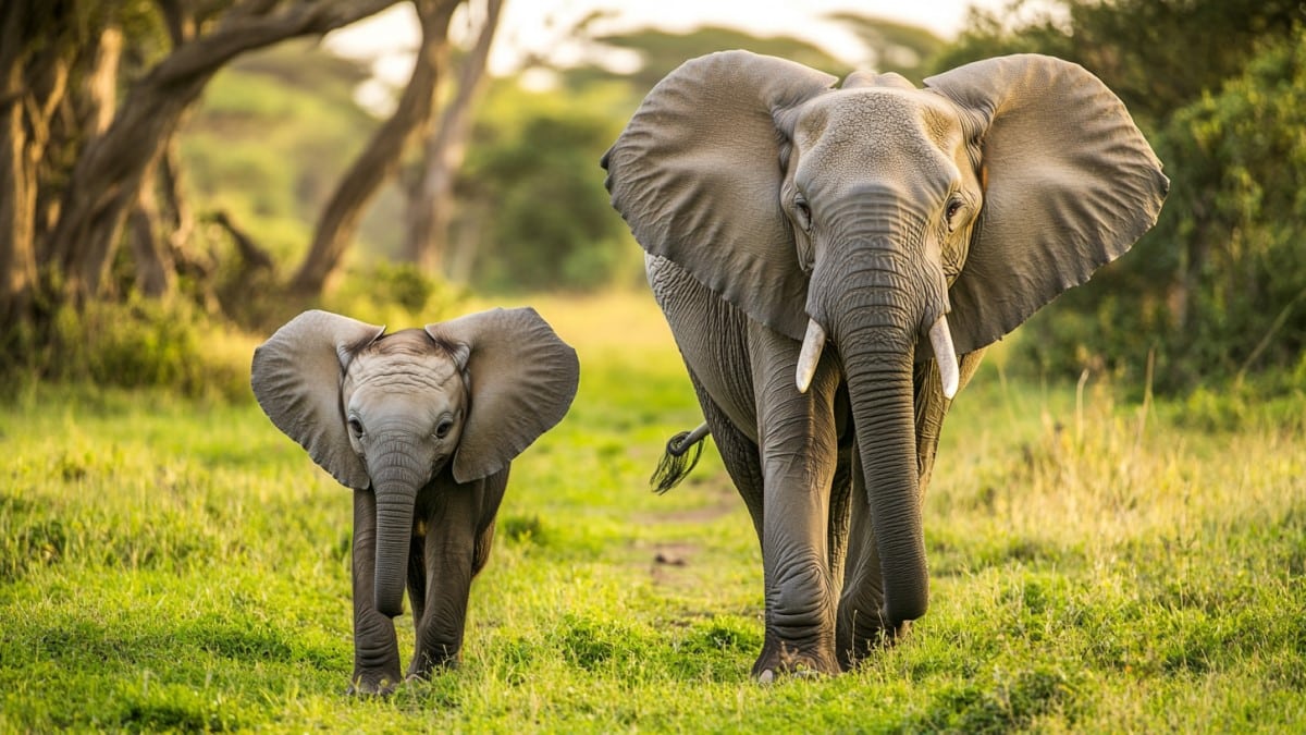 Mère éléphant et son petit