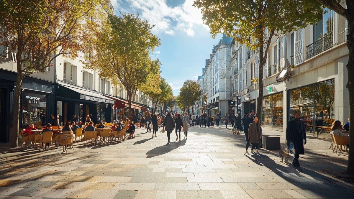 Rue animée en journée