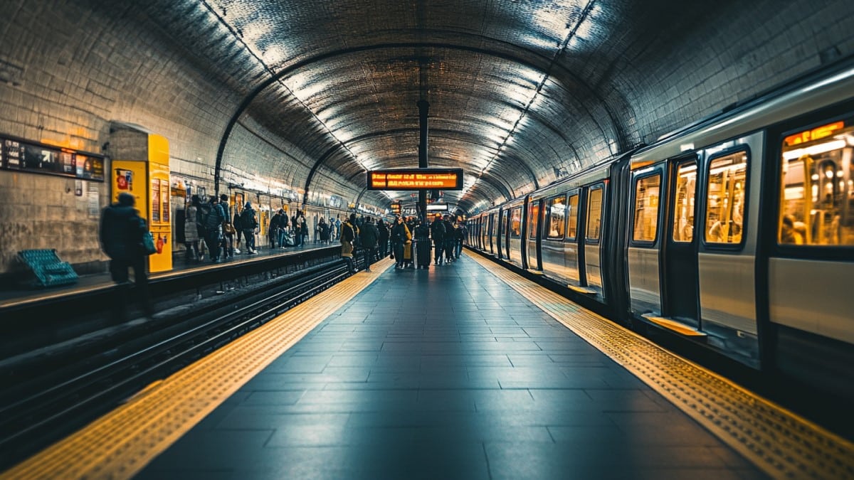 Passagers sur le quai du métro