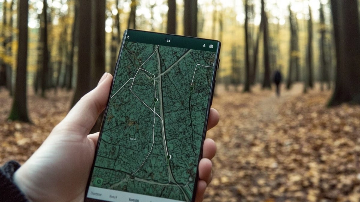 Carte GPS en forêt