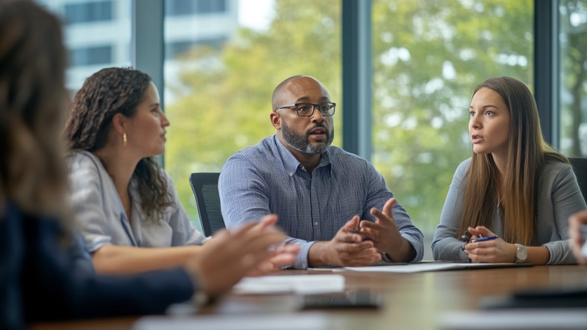 Discussion en réunion d'équipe