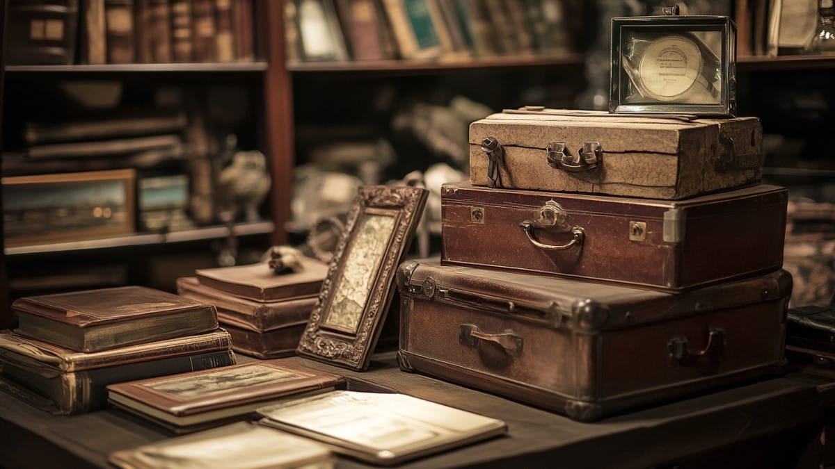 Vieilles valises et livres anciens