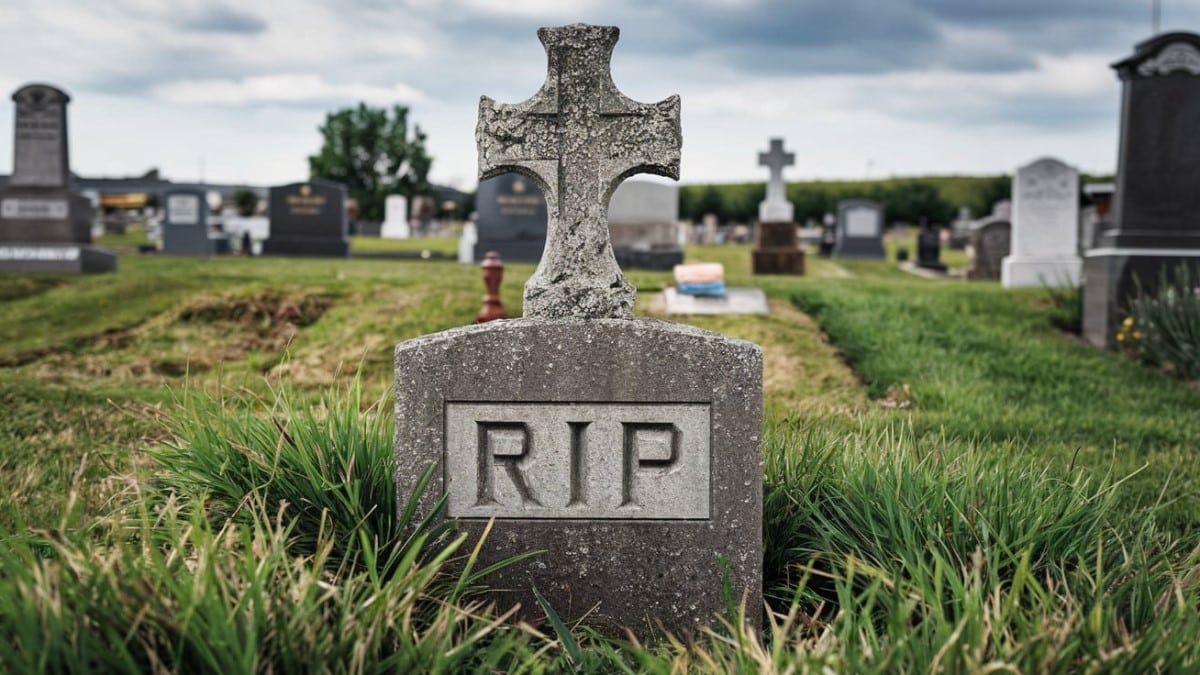 Tombe avec croix et RIP