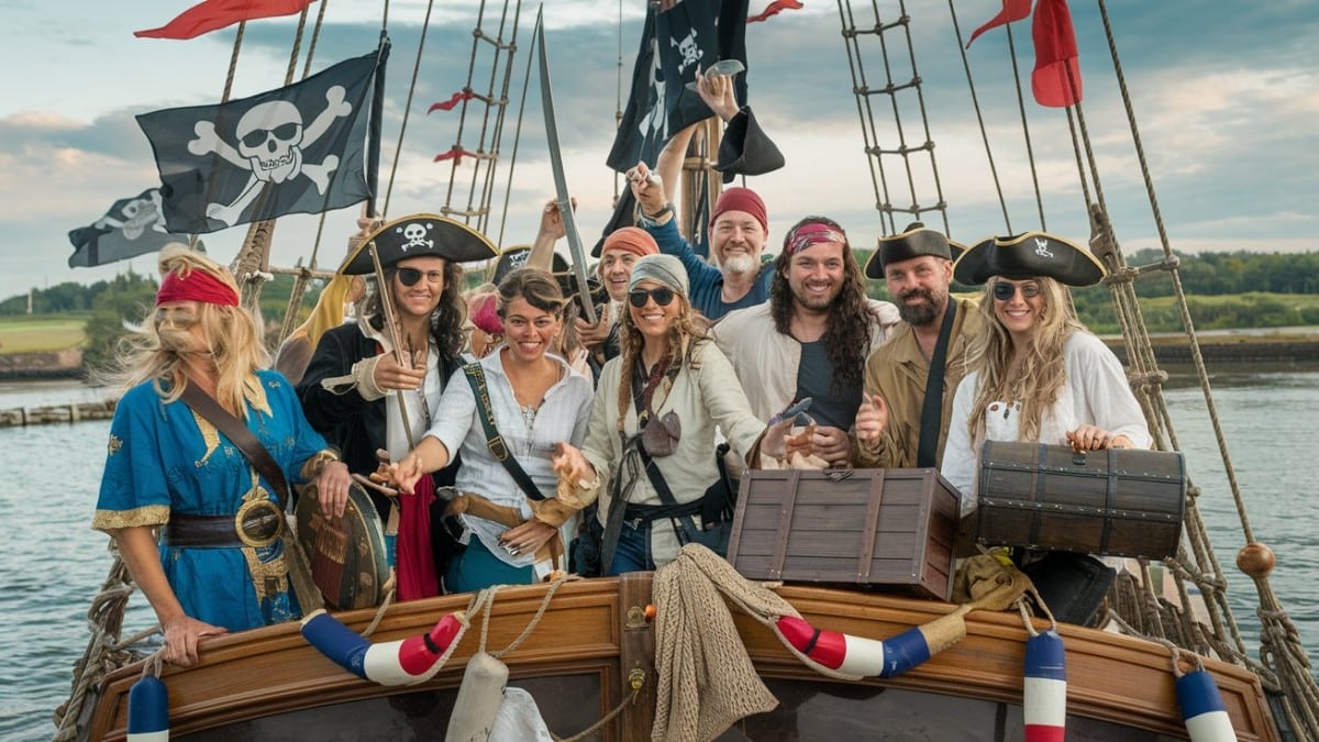 Groupe de pirates souriants