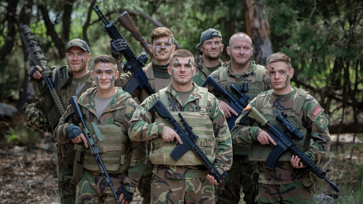 Soldats en formation tactique