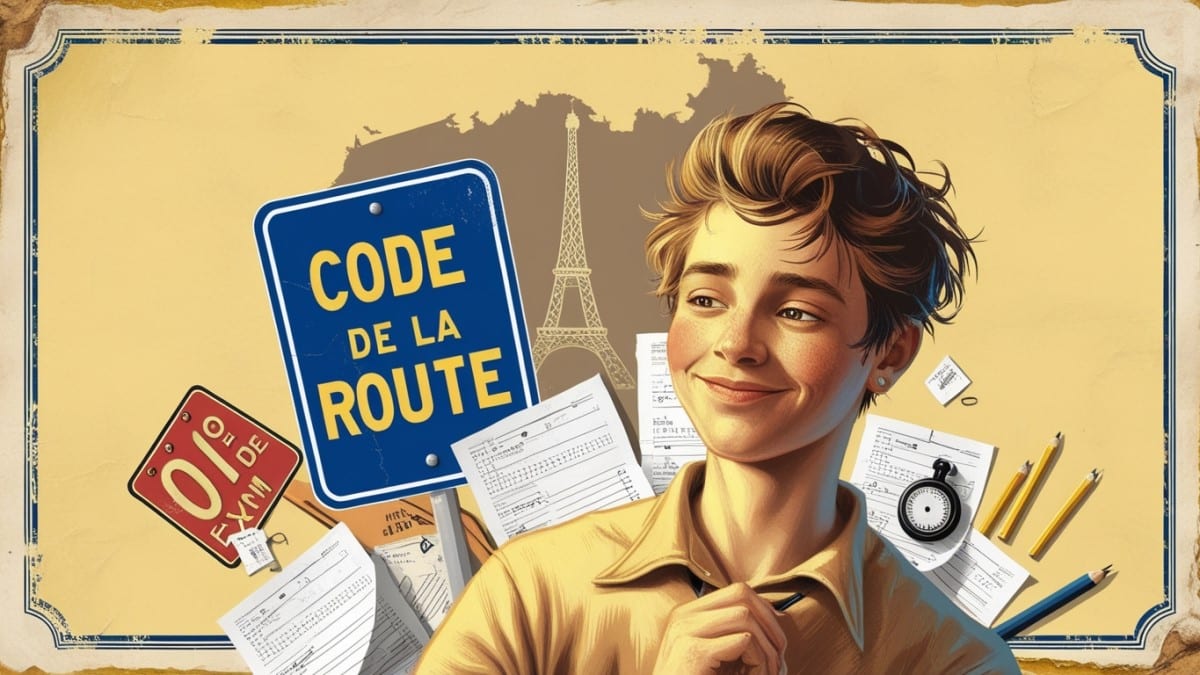 Étudiant et panneau code routier