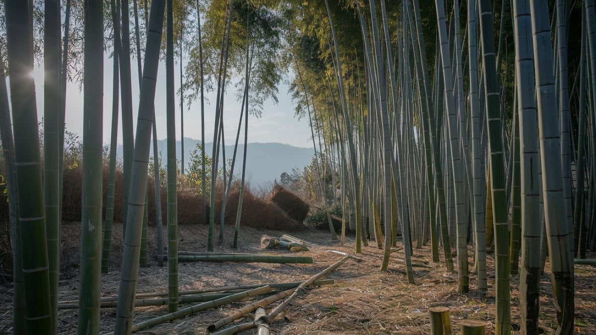 Forêt de bambous ensoleillée