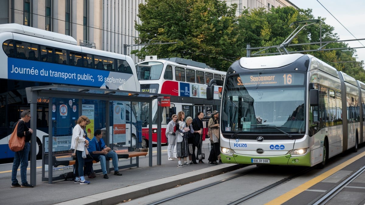 Arrêt de bus en activité