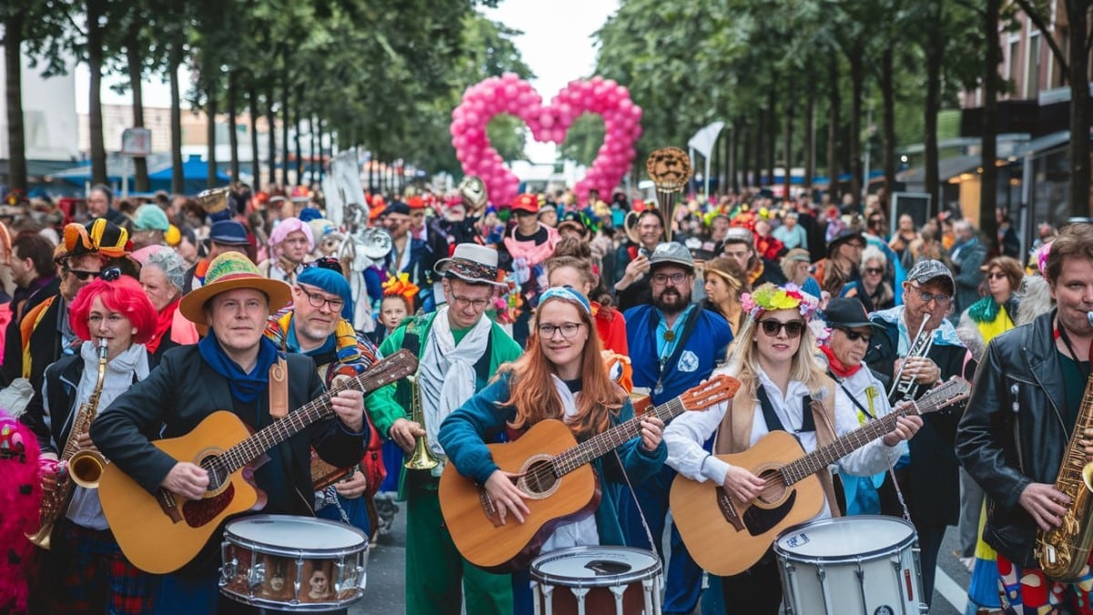 Musiciens en costumes lors d'une parade