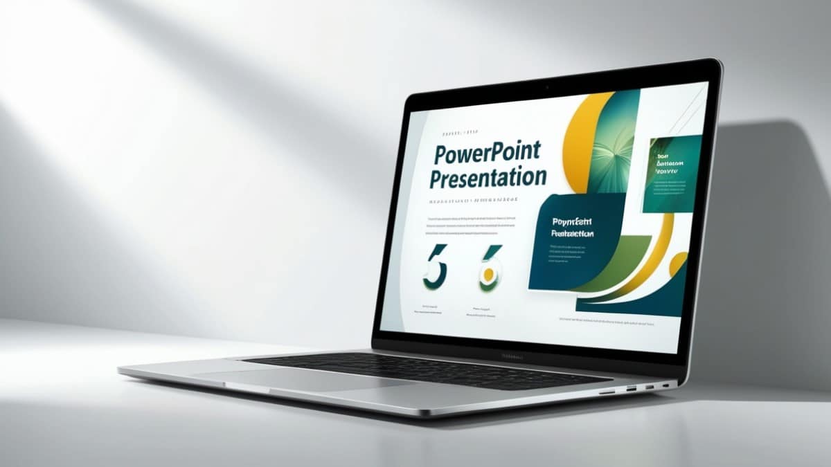 Ordinateur avec présentation PowerPoint