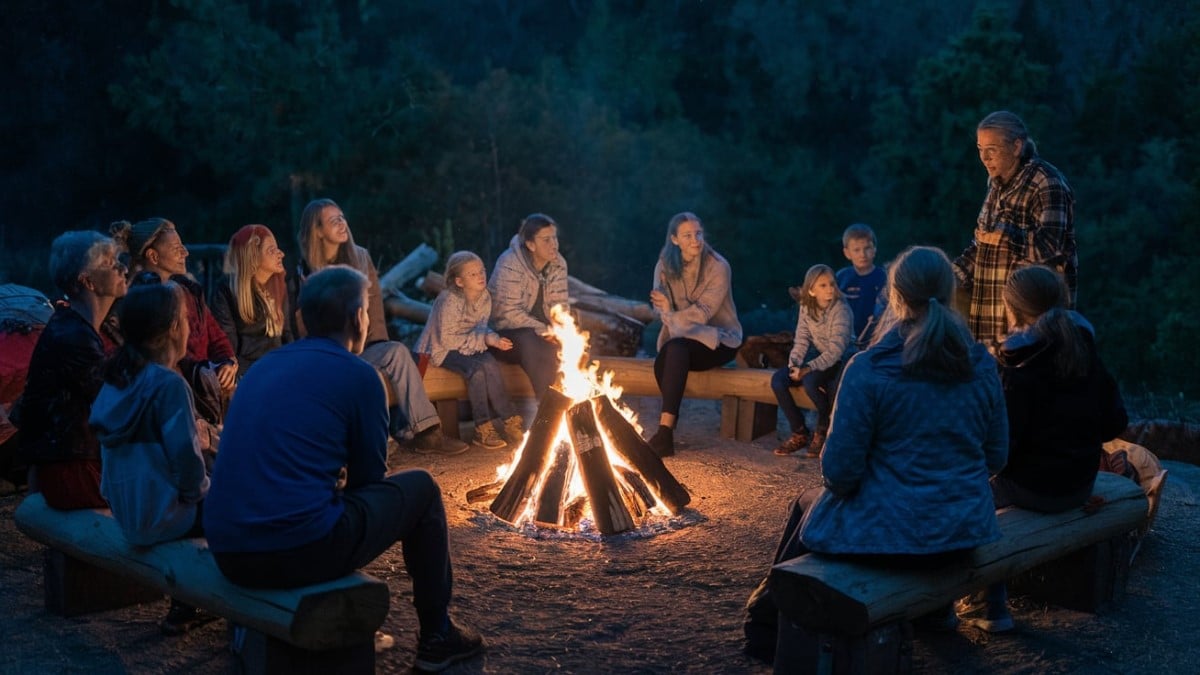 Personnes autour d'un feu