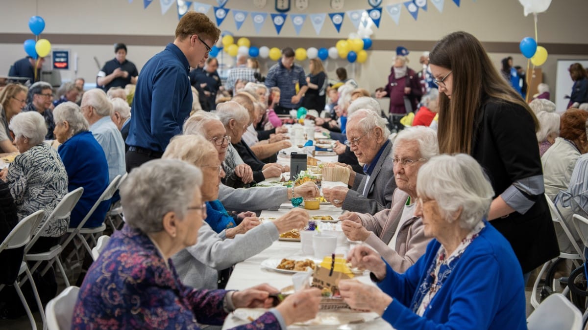 Repas collectif avec des aînés