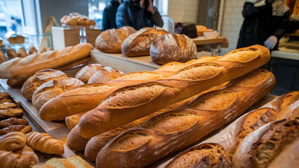 Baguettes de pain en vitrine