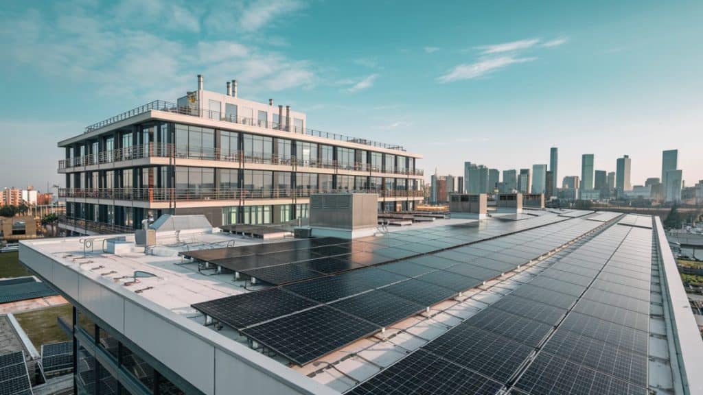 Panneaux solaires sur bâtiment