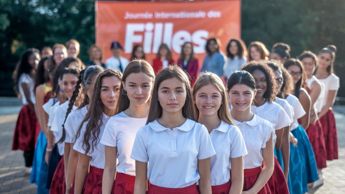 Jeunes filles en rangées