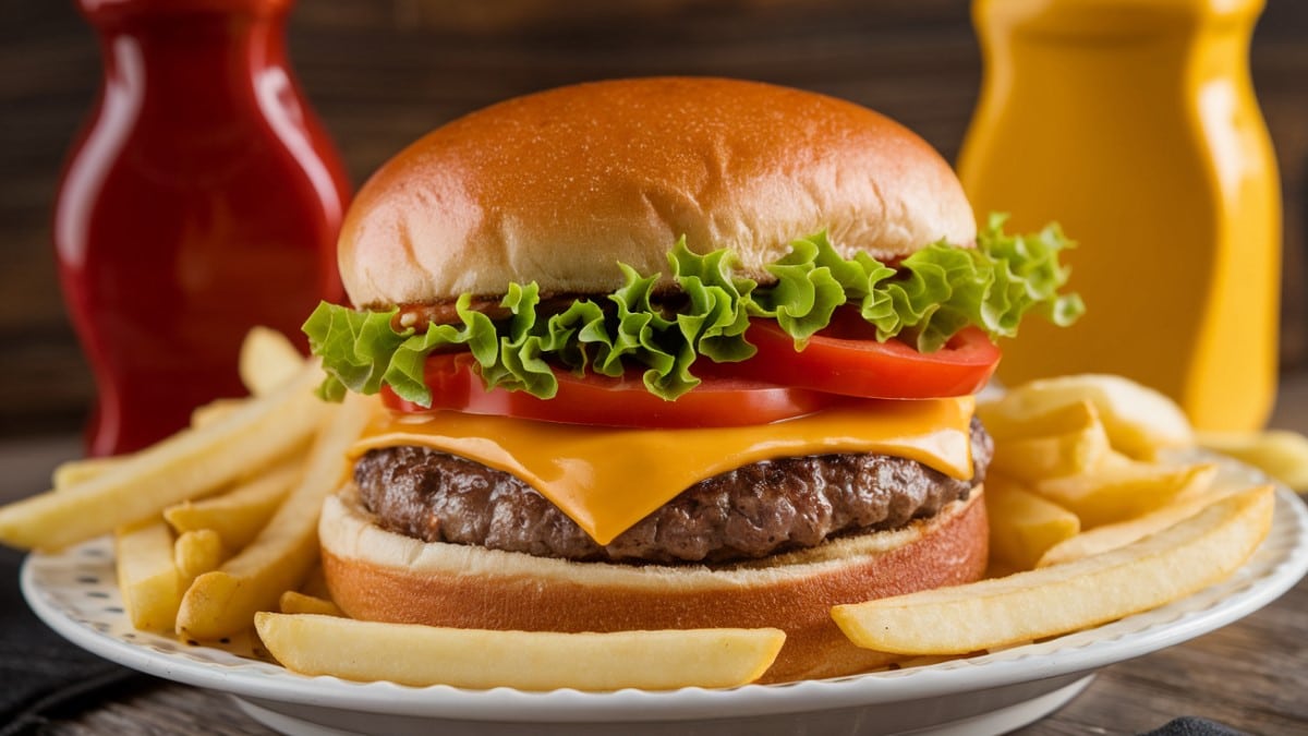 Burger fromage avec frites