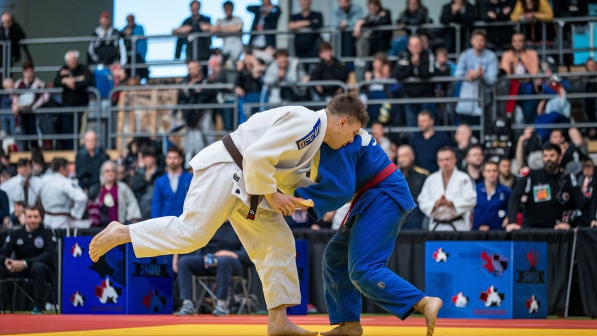 Deux judokas en pleine action