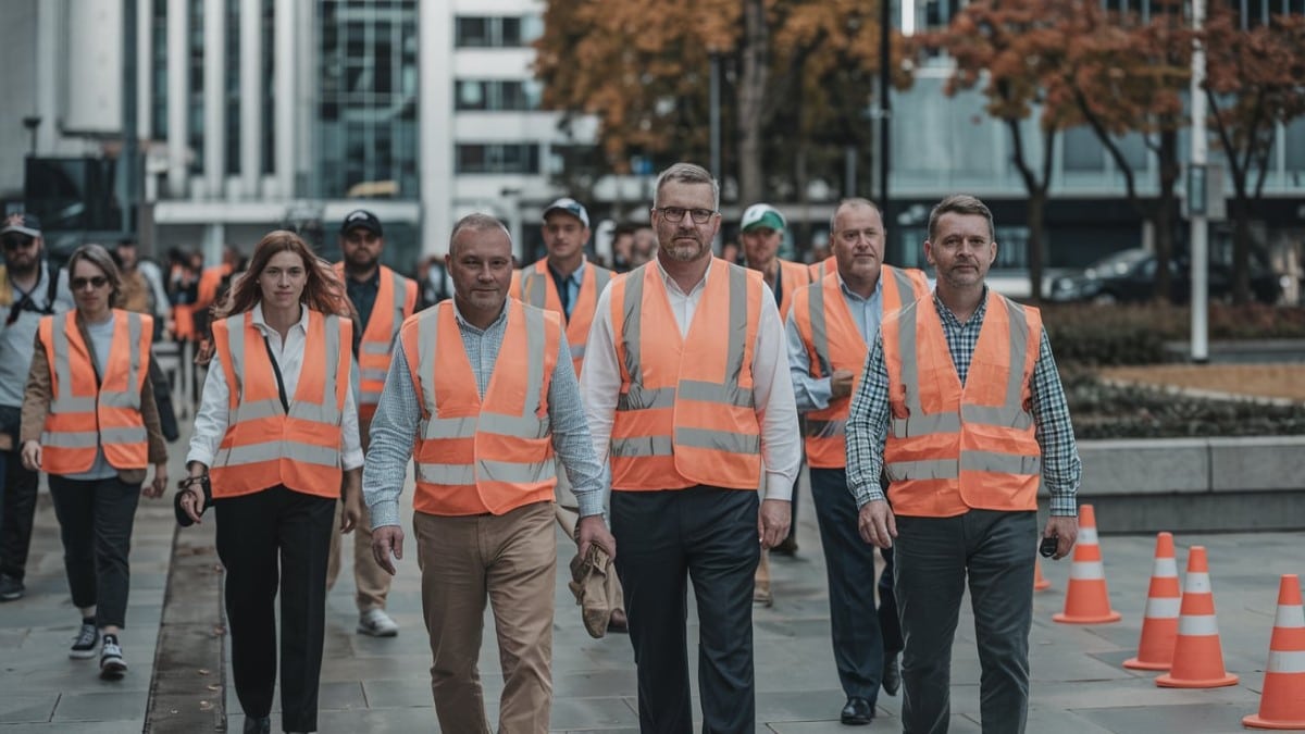 Marche sécurité gilets réfléchissants