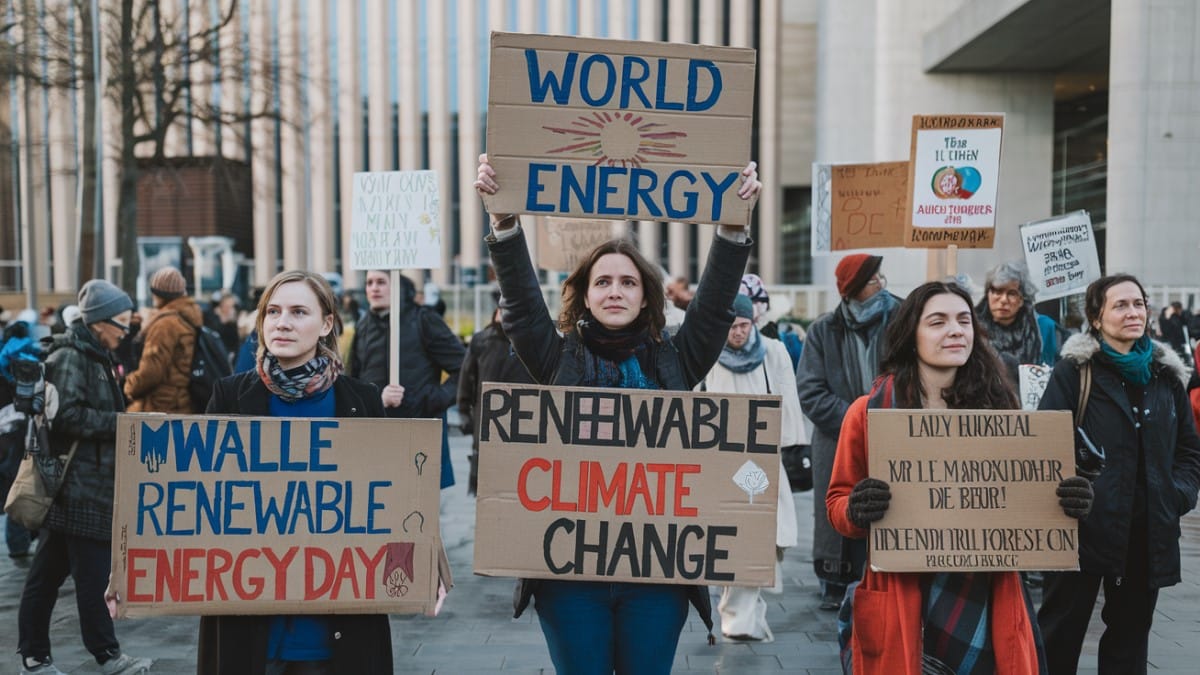 Protestation pour l'énergie renouvelable