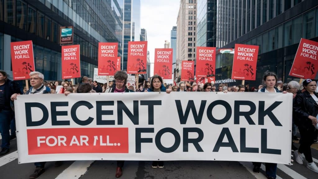 Manifestation pour travail décent