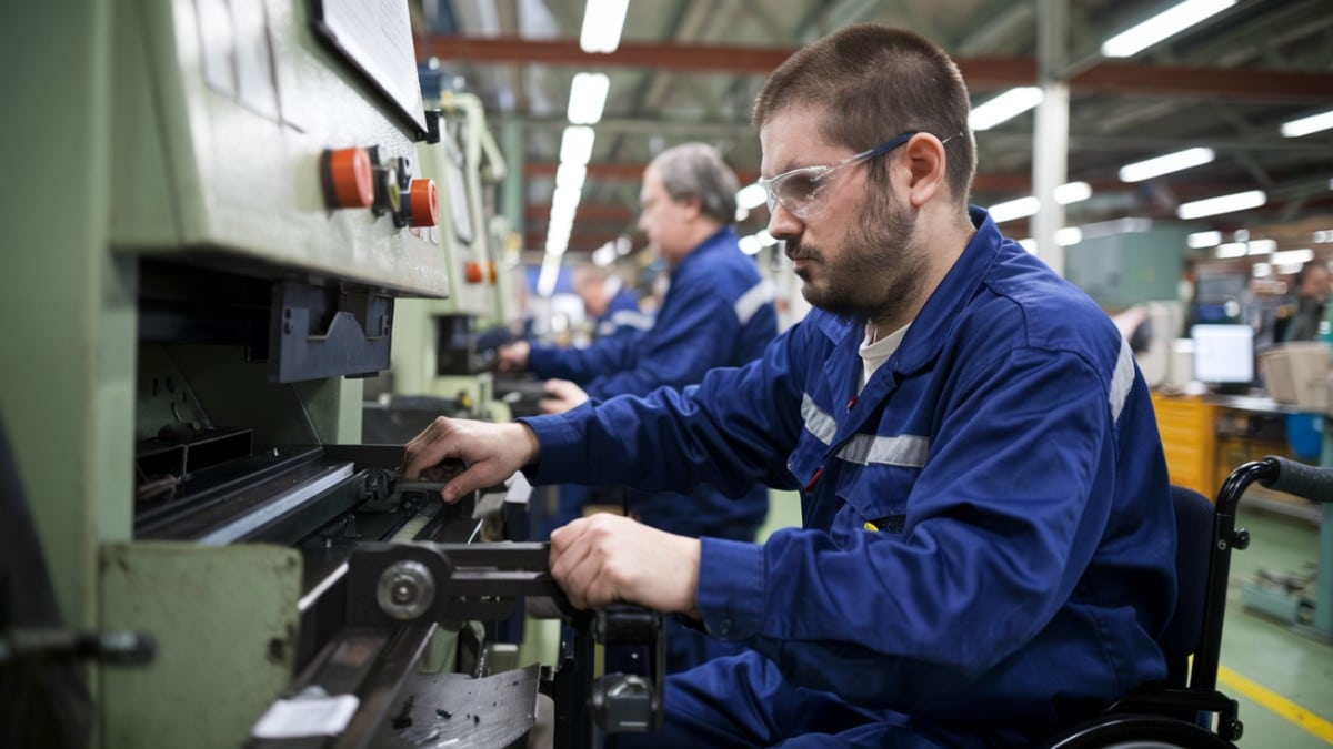 Travailleur handicapé en usine