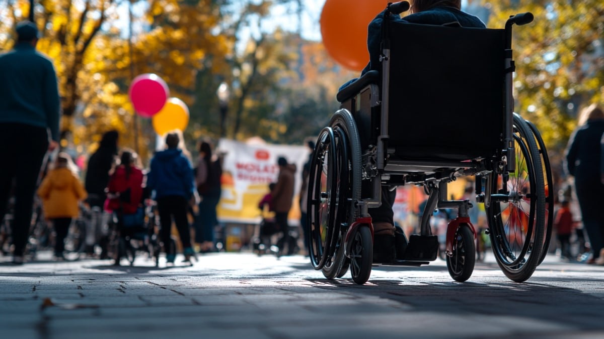 Personne en fauteuil à événement