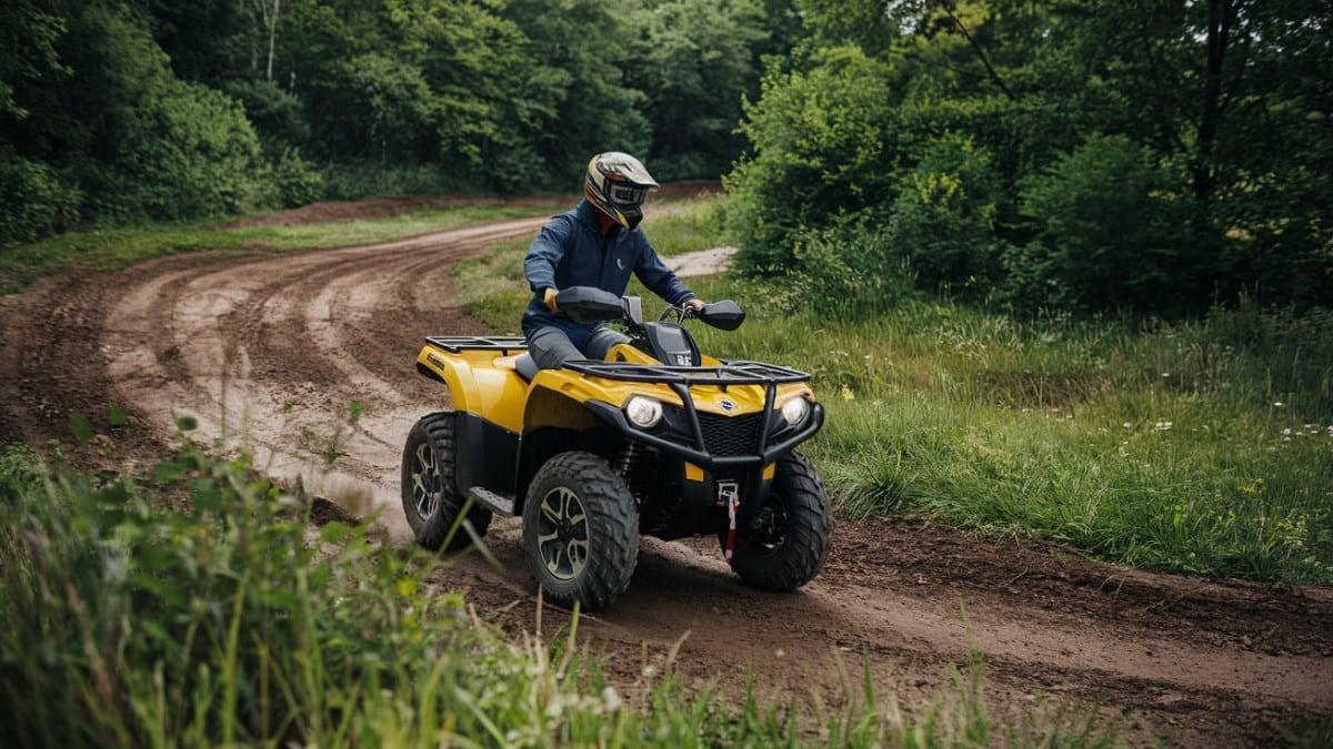 Quad sur piste boueuse