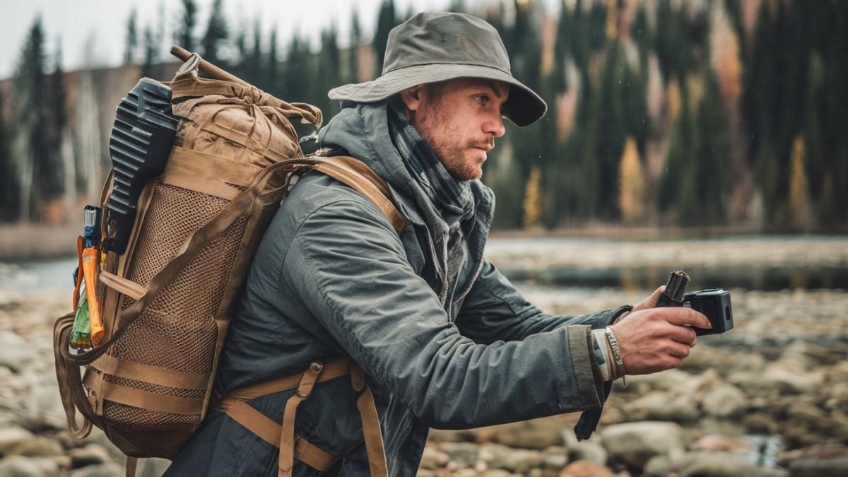 Explorateur avec équipement outdoor