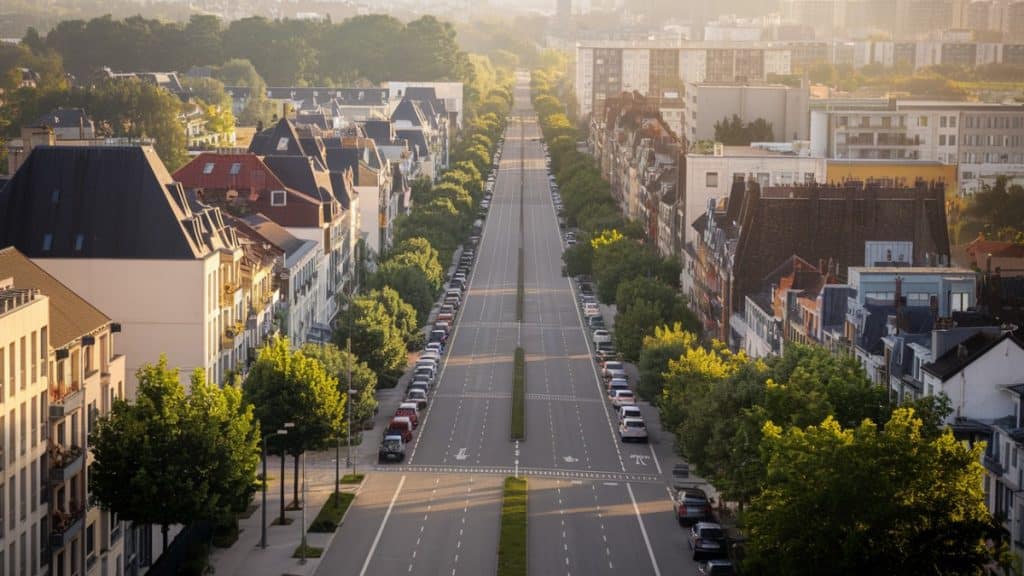 Avenue urbaine avec arbres