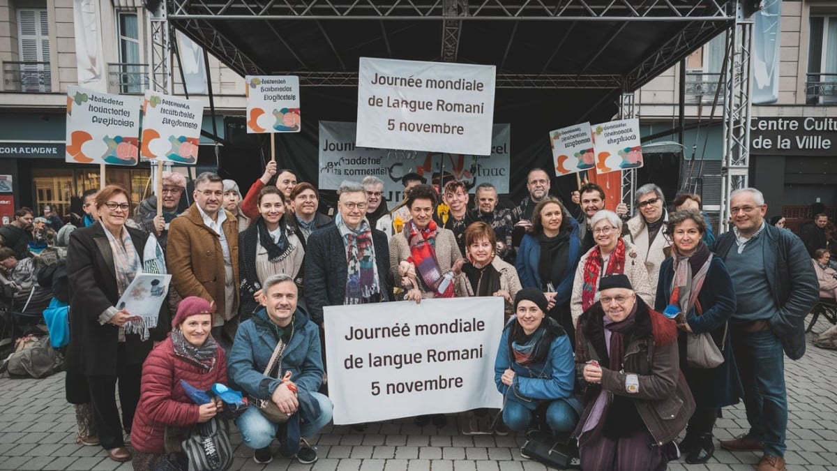 Groupe célébrant la langue Romani