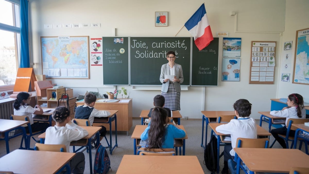 Enseignante et élèves en classe