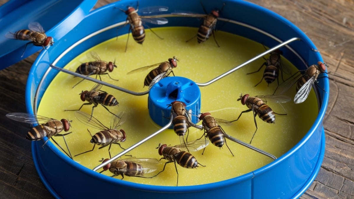 Mouches piégées dans un piège