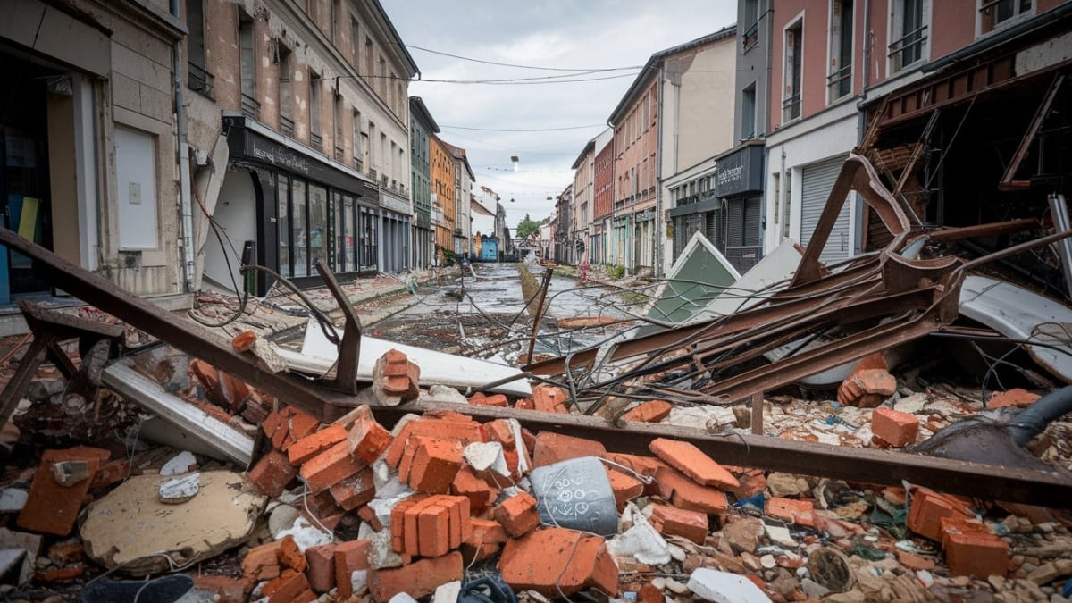 Débris urbains et destruction