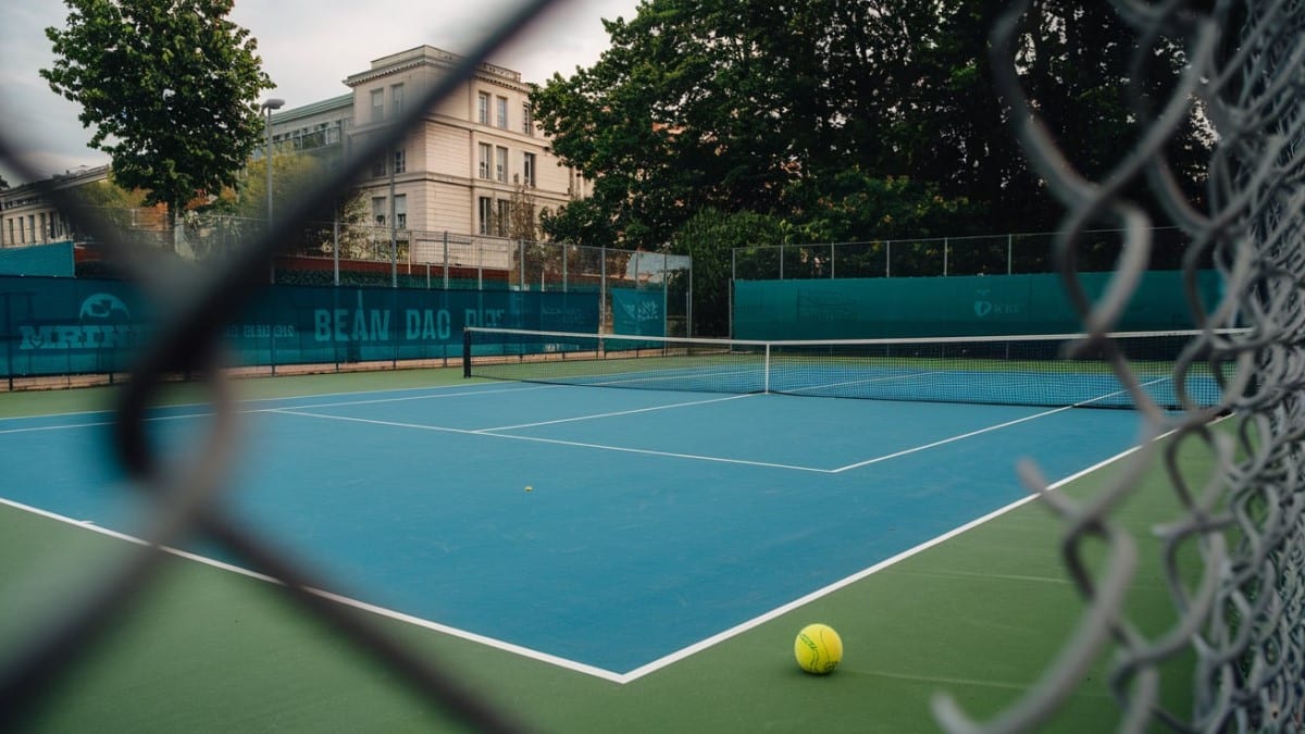 Court de tennis avec balle