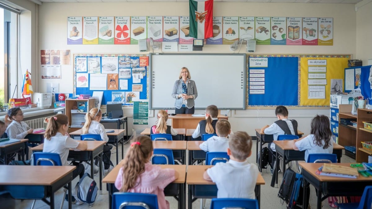 Élèves et enseignante en classe