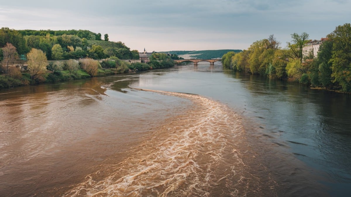 Paysage de rivière avec pont